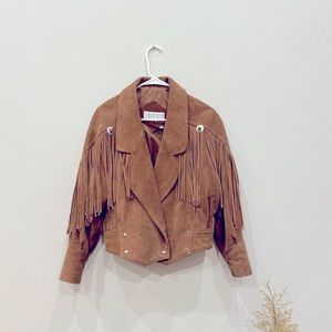 Vintage brown suede fringed jacket